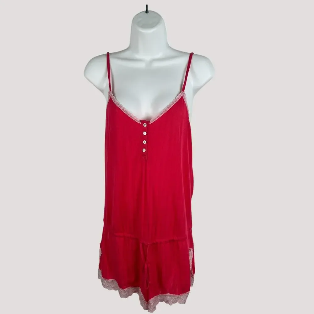 Victoria’s Secret Pink Lace Trim Sleep Romper Small‎ Y2K Modal Lounge